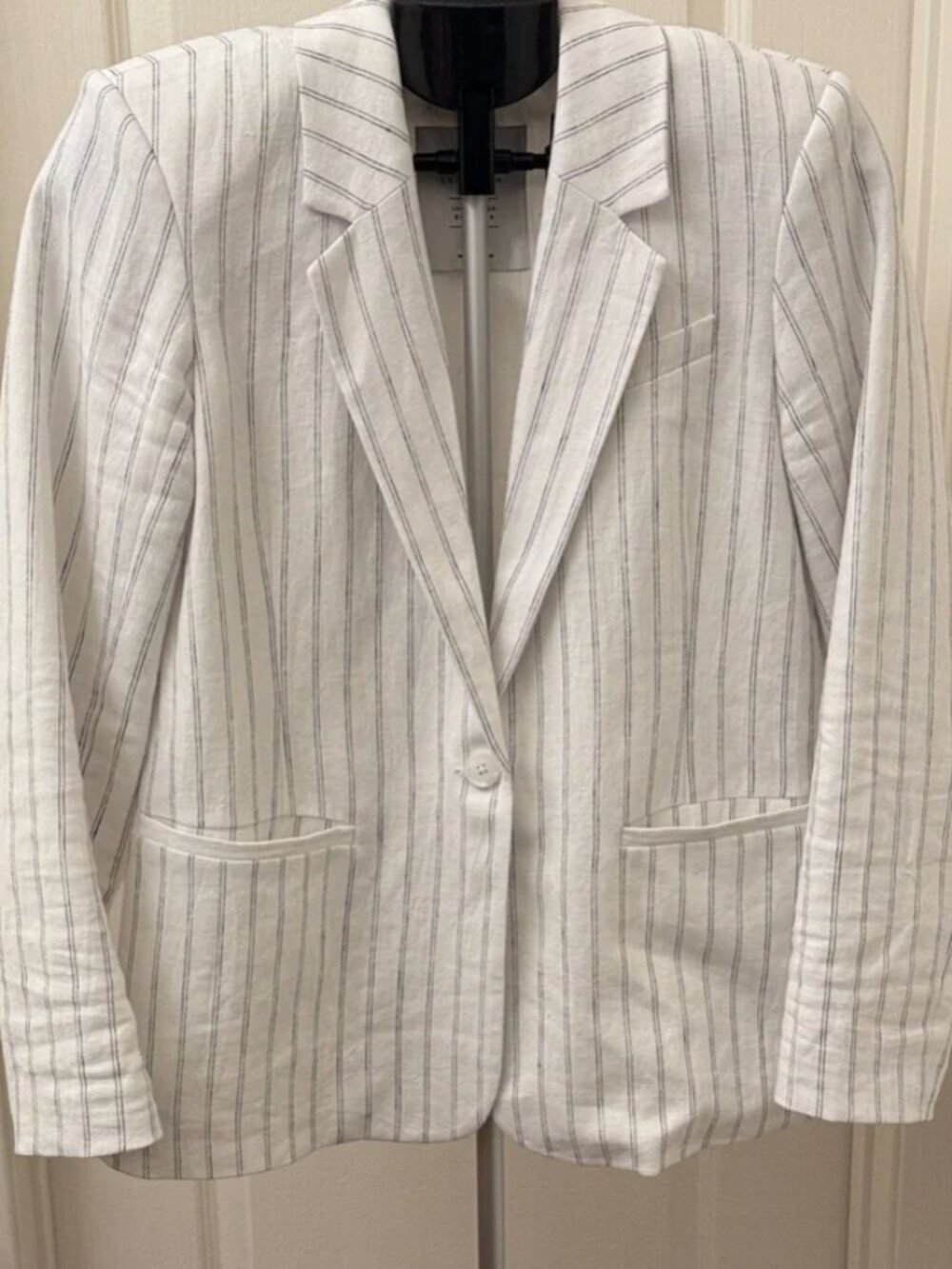 NWT Abercrombie & Fitch 100% Linen Blazer with Light Blue Pinstripes
